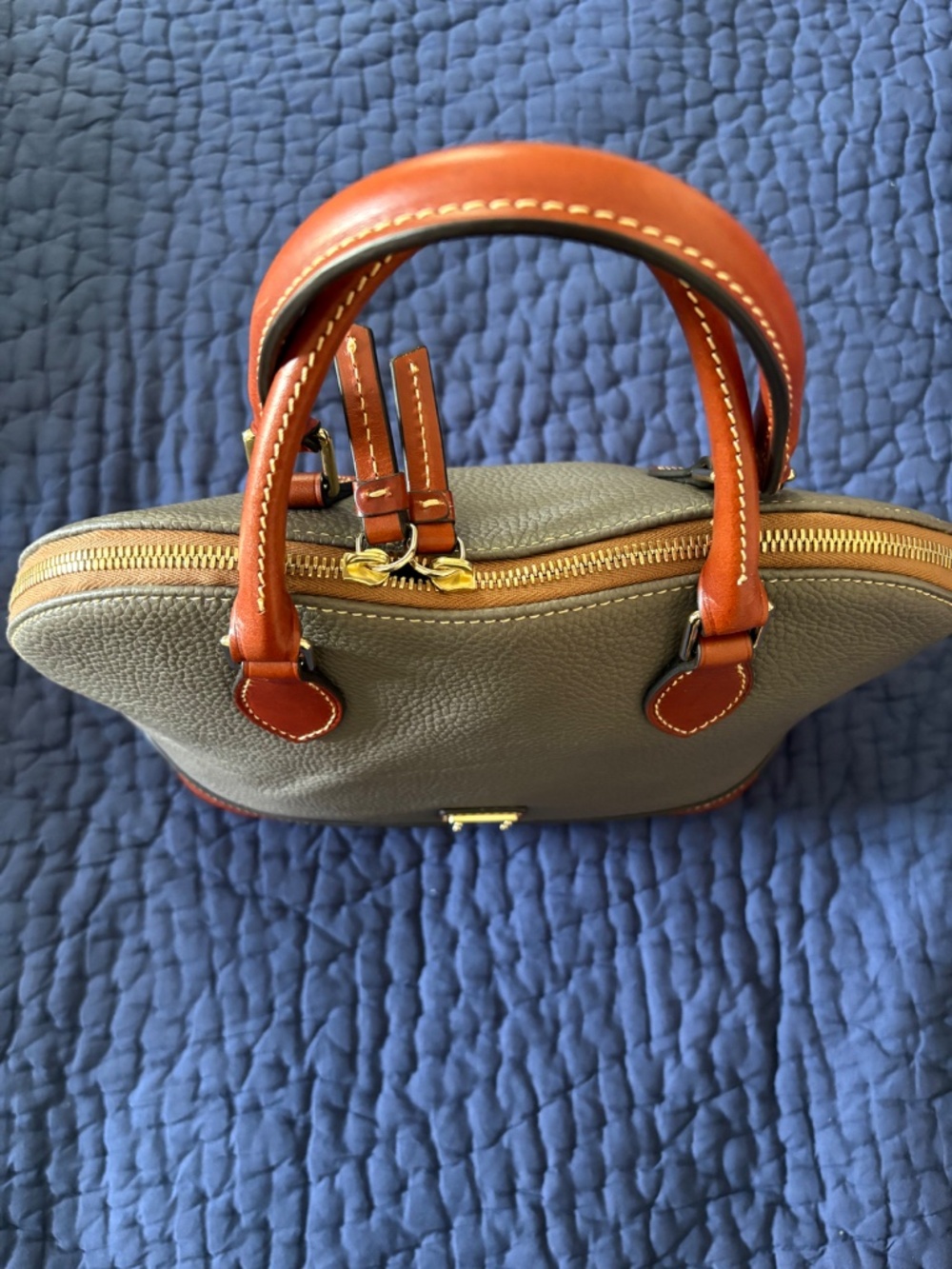 Dooney and Bourke Pebble Leather Zip Zip Satchel in Elephant, 1X Use - Picture 5 of 10